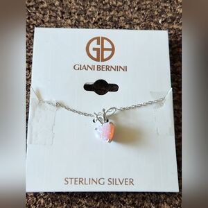 Giani Bernini Pink Opal Heart Sterling Silver Necklace NWT